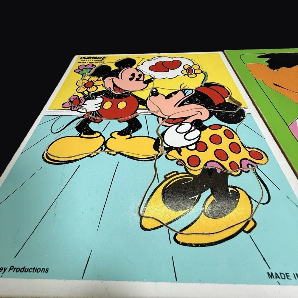 Playskool Wood Puzzles‎ Sesame Street Yogi Batman Mickey Vintage Lot of 4 READ